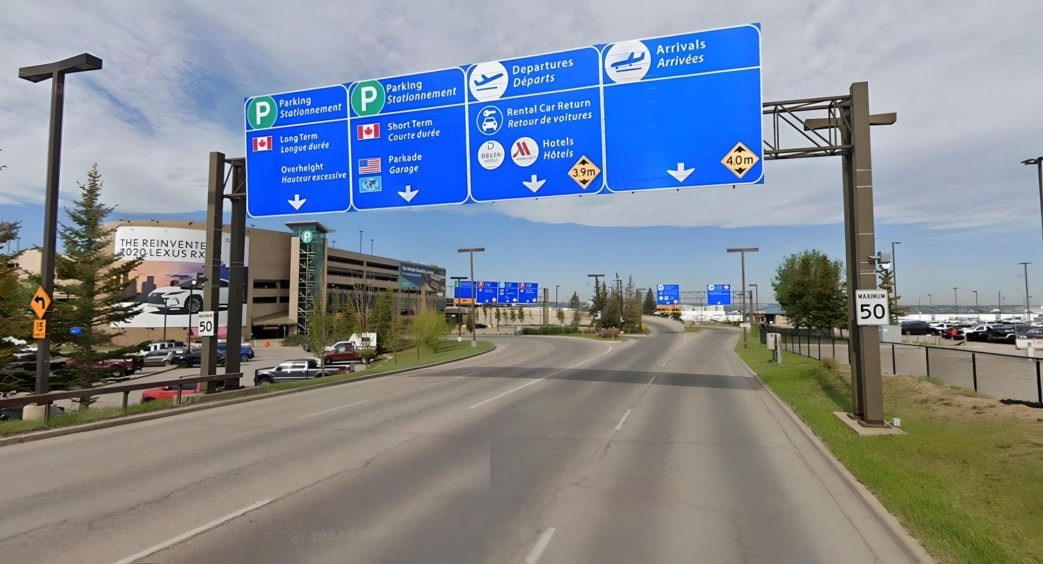 Calgary Airport roadway today (Street View)