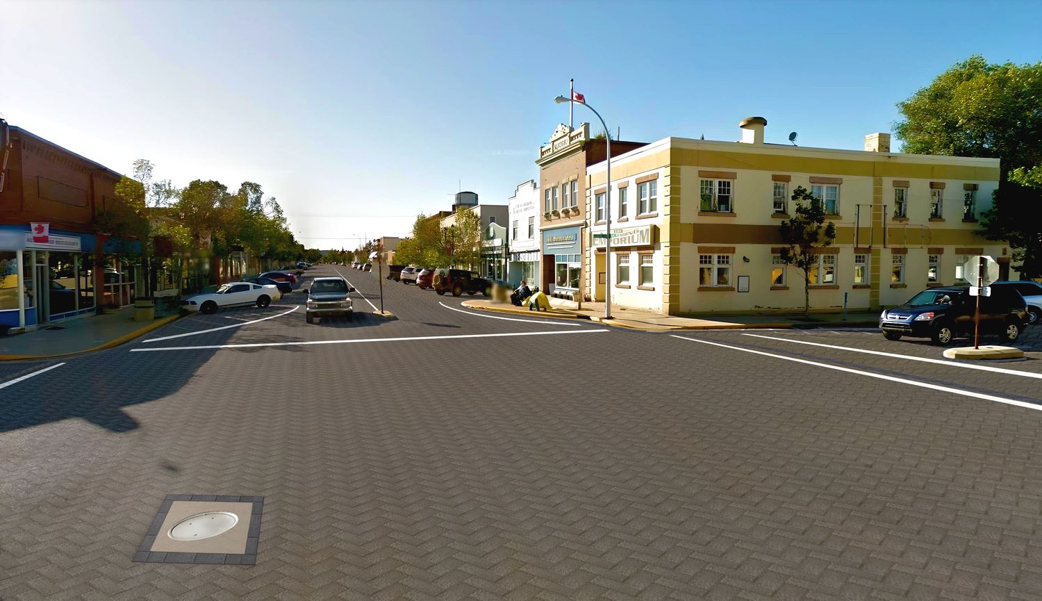 Drumheller main street resurfaced in paving stones (simulation)