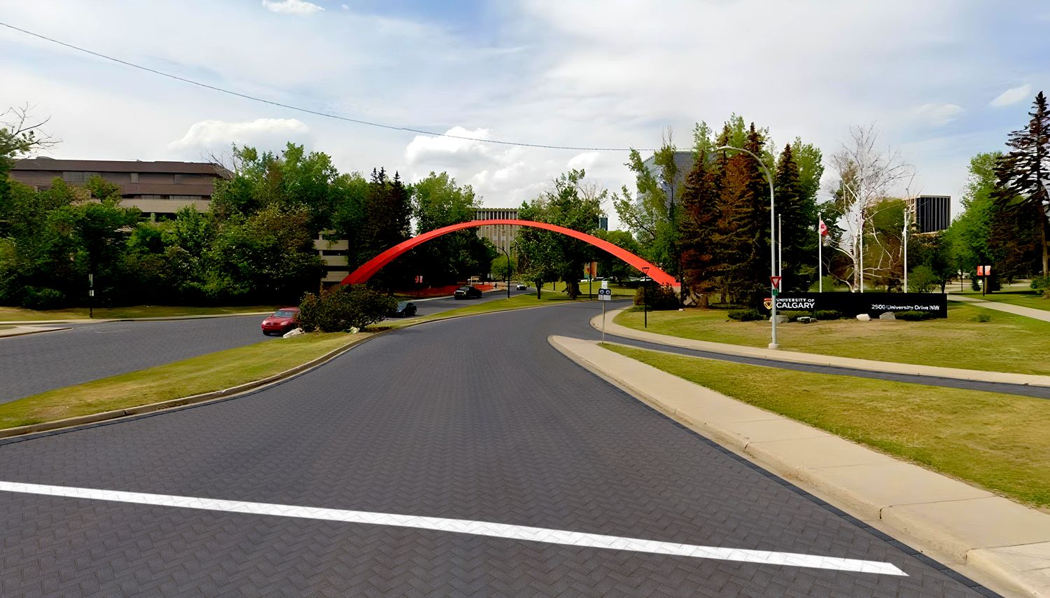 University of Calgary entrance resurfaced in paving stones (simulation)