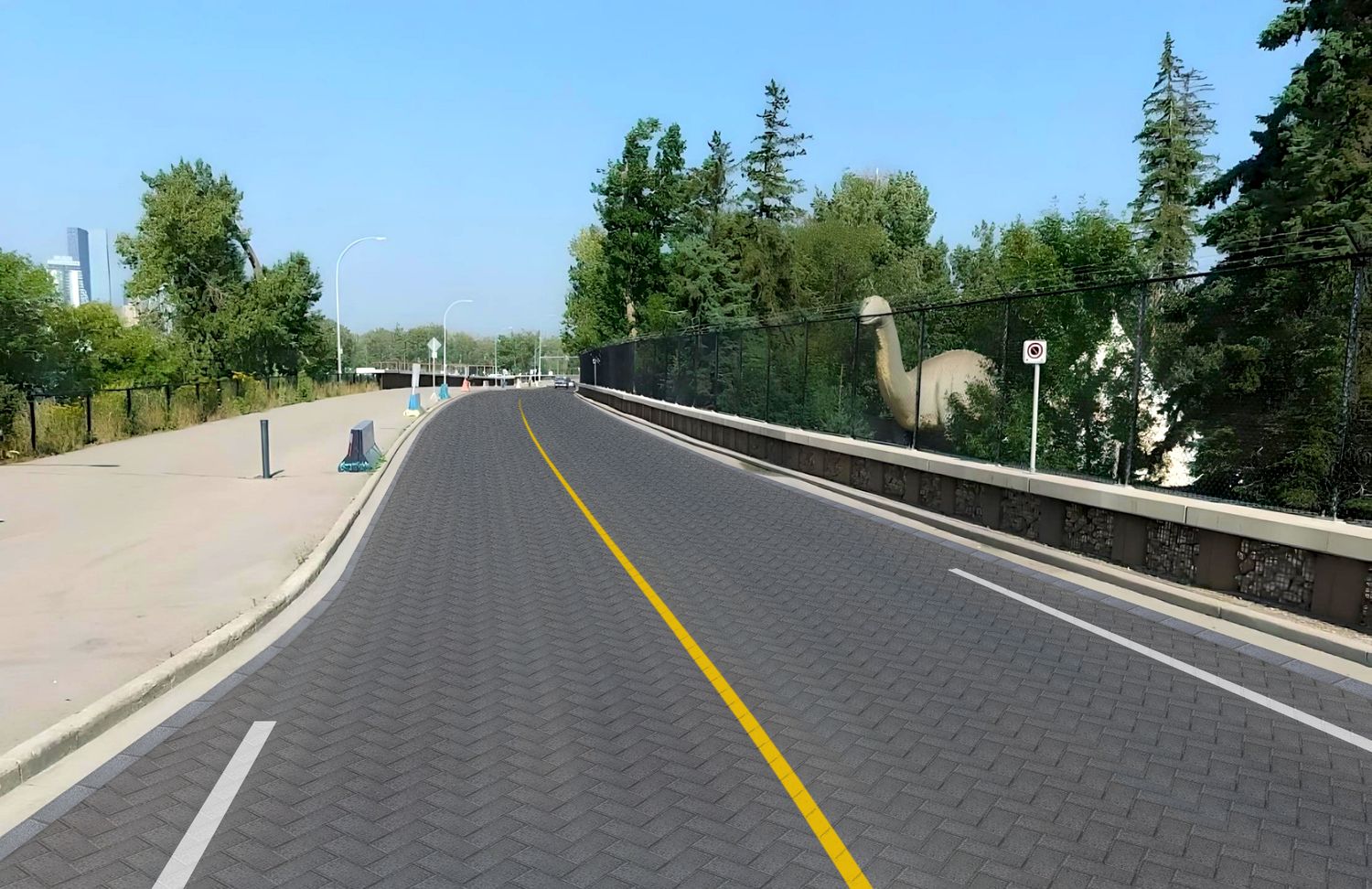 Calgary Zoo entrance resurfaced in paving stones (simulation)